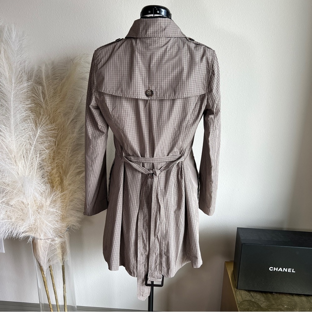 Banana Republic Checkered Neutral Plaid Tan Trench Coat - Picture 8 of 14
